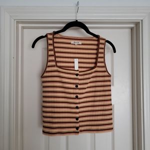Brand New Madewell Ribbed Button Front Tank / XS / Burgundy stripe